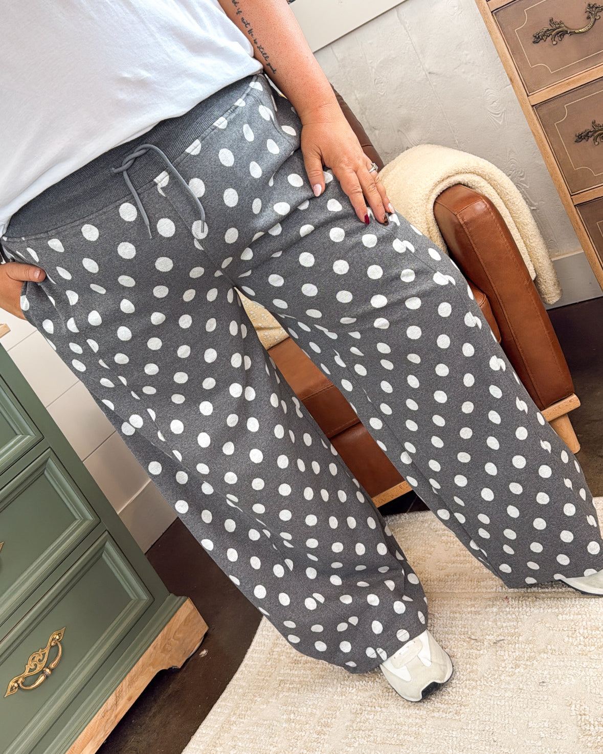 On The Spot Polka Dot Crop Barrel Pants