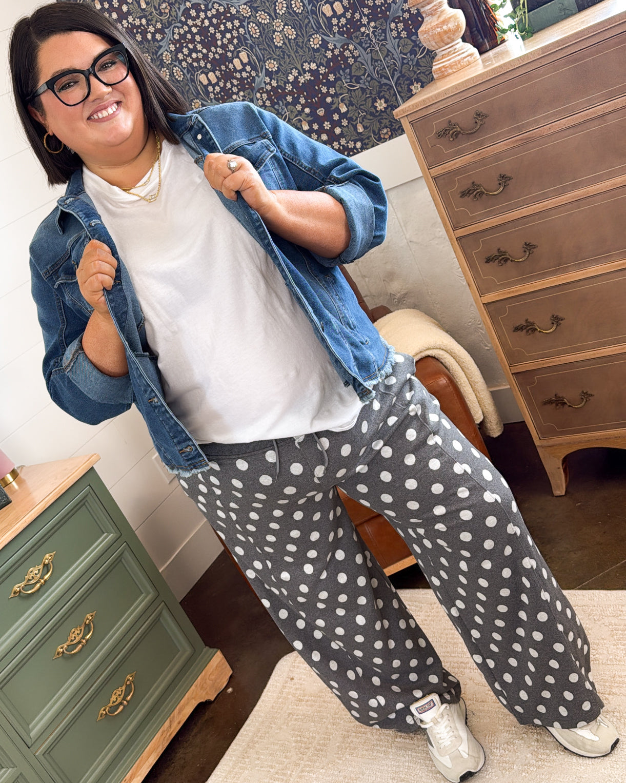 On The Spot Polka Dot Crop Barrel Pants