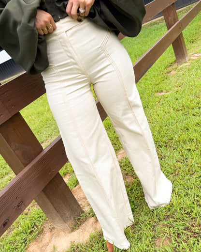 Vanilla Frost High Rise Seamed Flare Pants