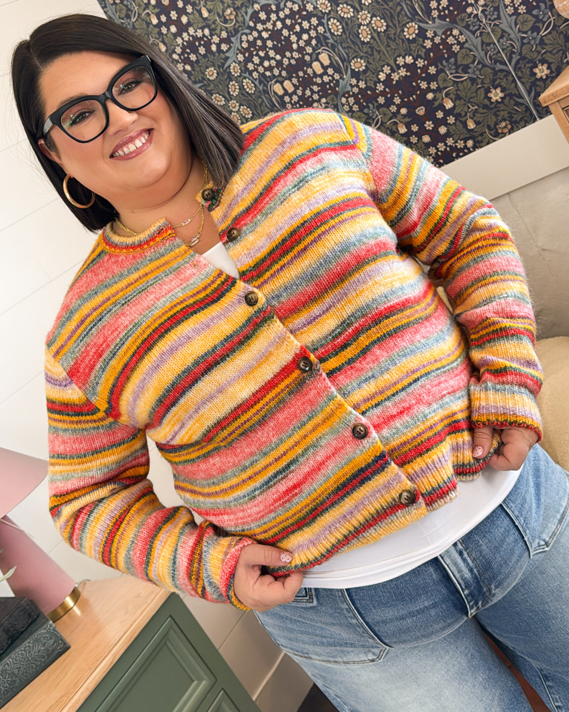 Rainbow Row Multi Striped Sweater Cardigan