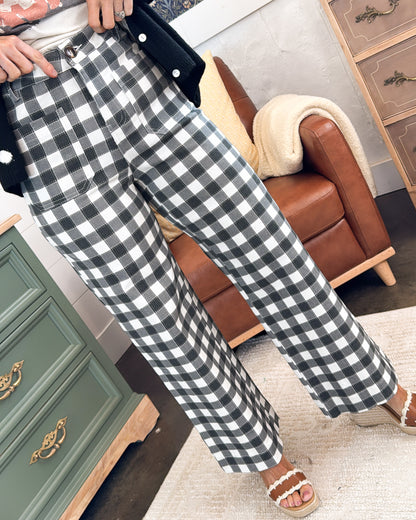 Check Me Out Gingham Crop Wide Leg Pants