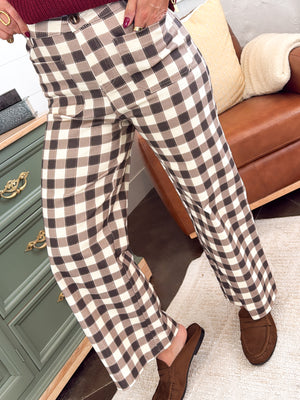 Check Me Out Gingham Crop Wide Leg Pants