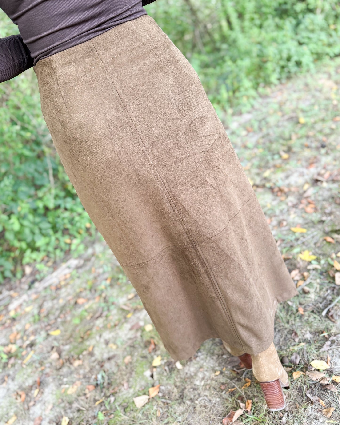 Espresso Yourself Sueded Midi Skirt