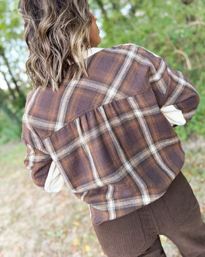 Cabin Charm Cable Knit Plaid Contrast Sweater