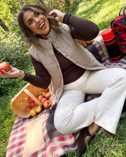The Greenwich Gingham Floral Lined Quilted Vest