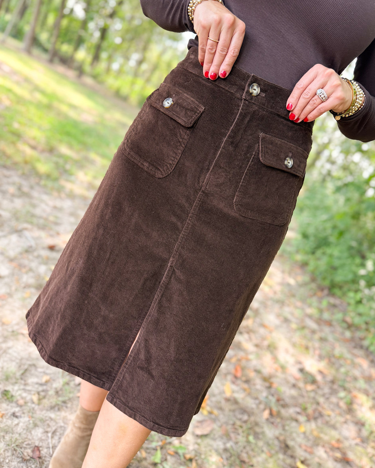 The Kensington Corduroy Midi Skirt