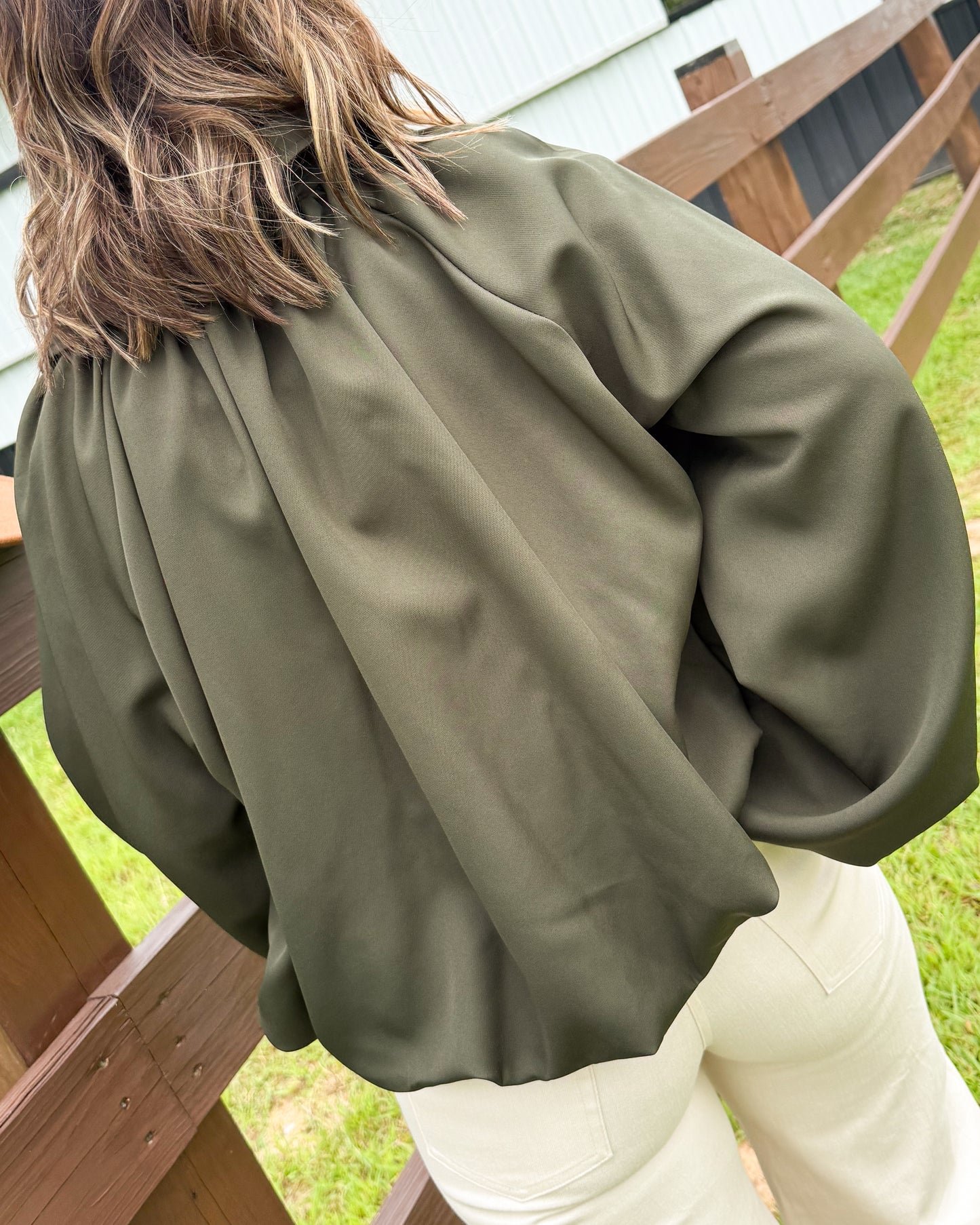 Social Hour Bubble Hem Bomber Jacket
