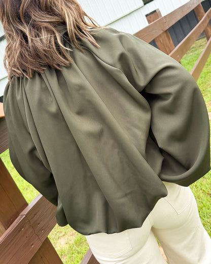 Social Hour Bubble Hem Bomber Jacket