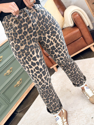 Bianca Leopard High Rise Crop Kick Flare Jeans