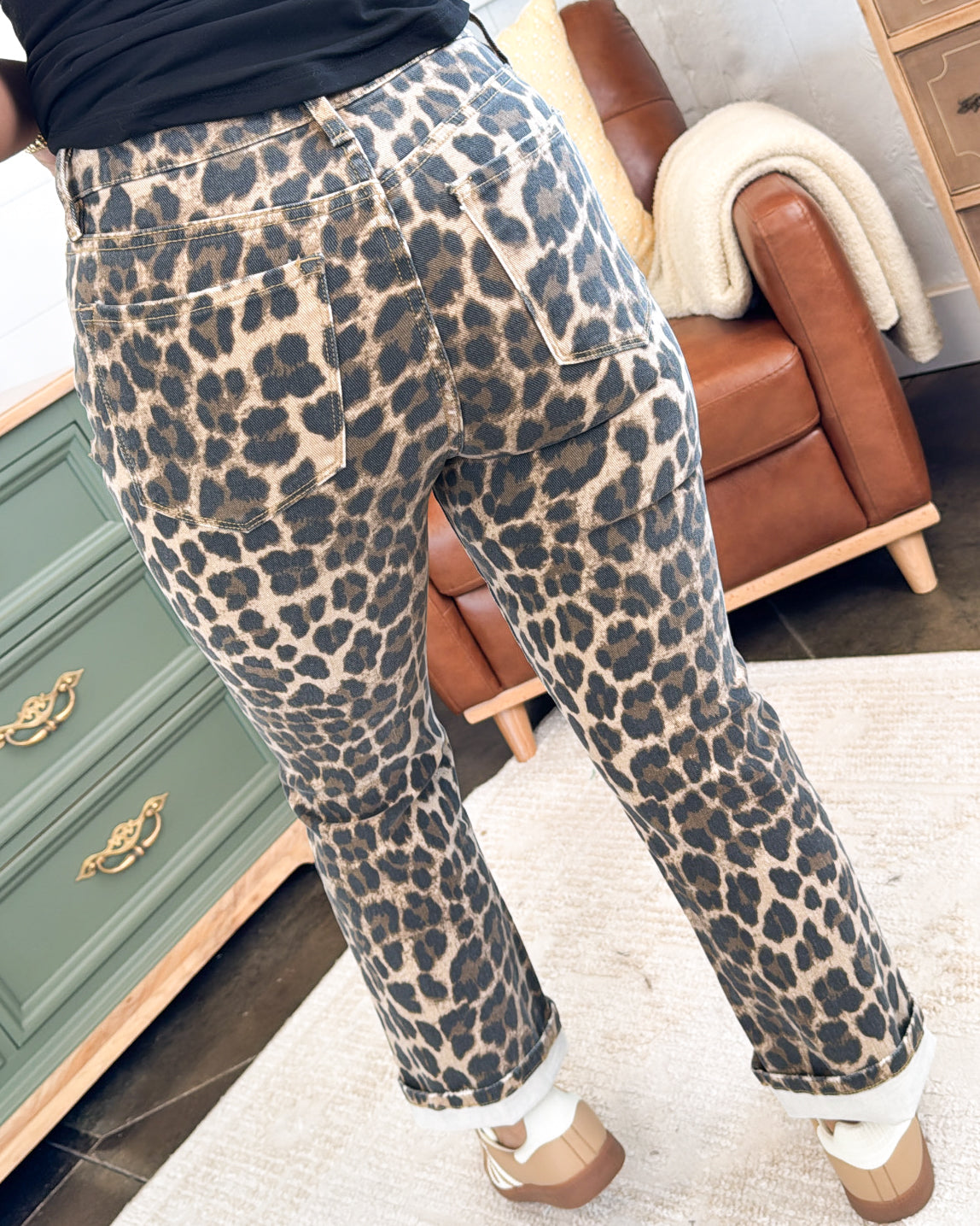 Bianca Leopard High Rise Crop Kick Flare Jeans