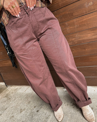 Olivia High Rise Elastic Waist Barrel Pants