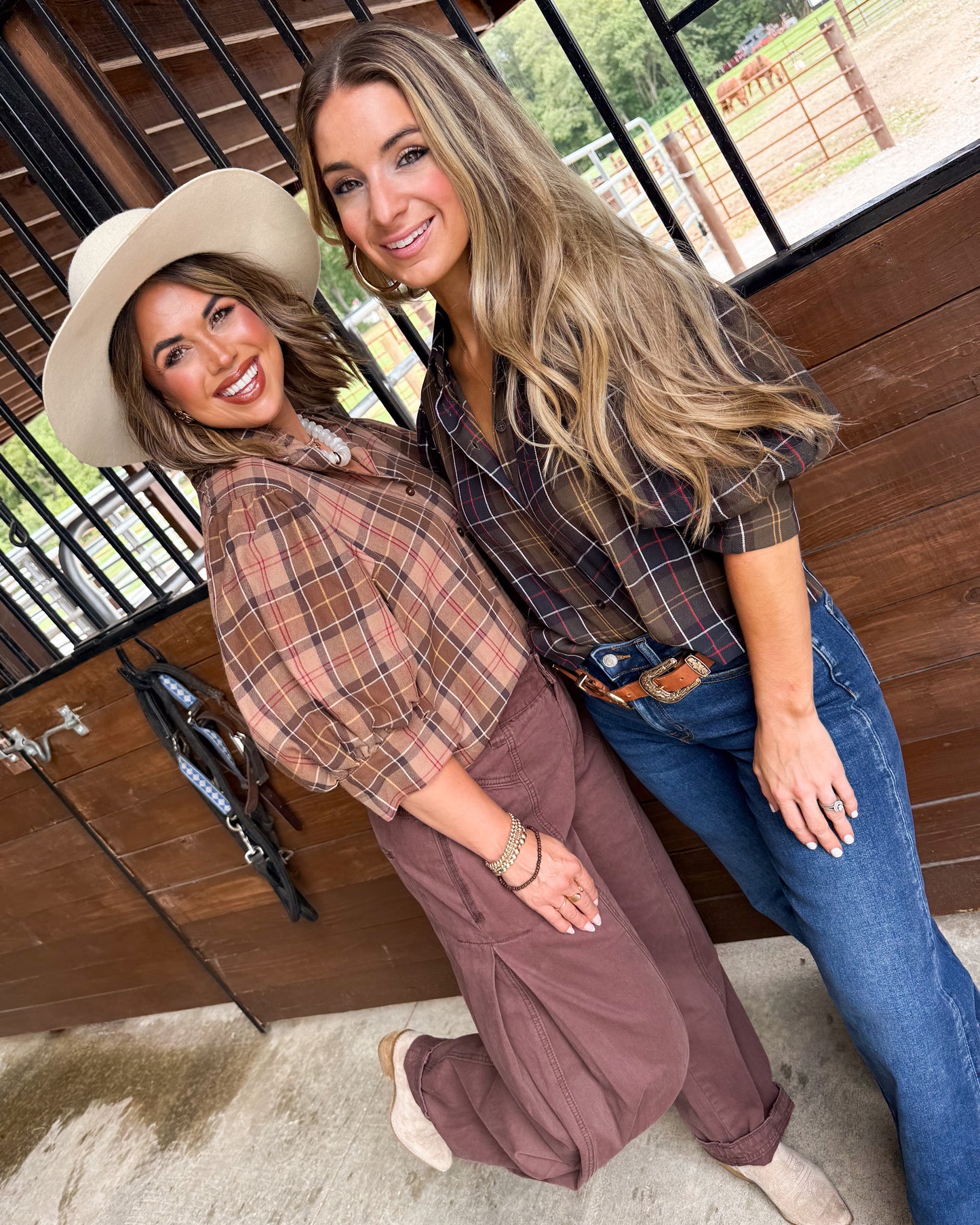 Long Story Short Plaid Puff Sleeve Shirt