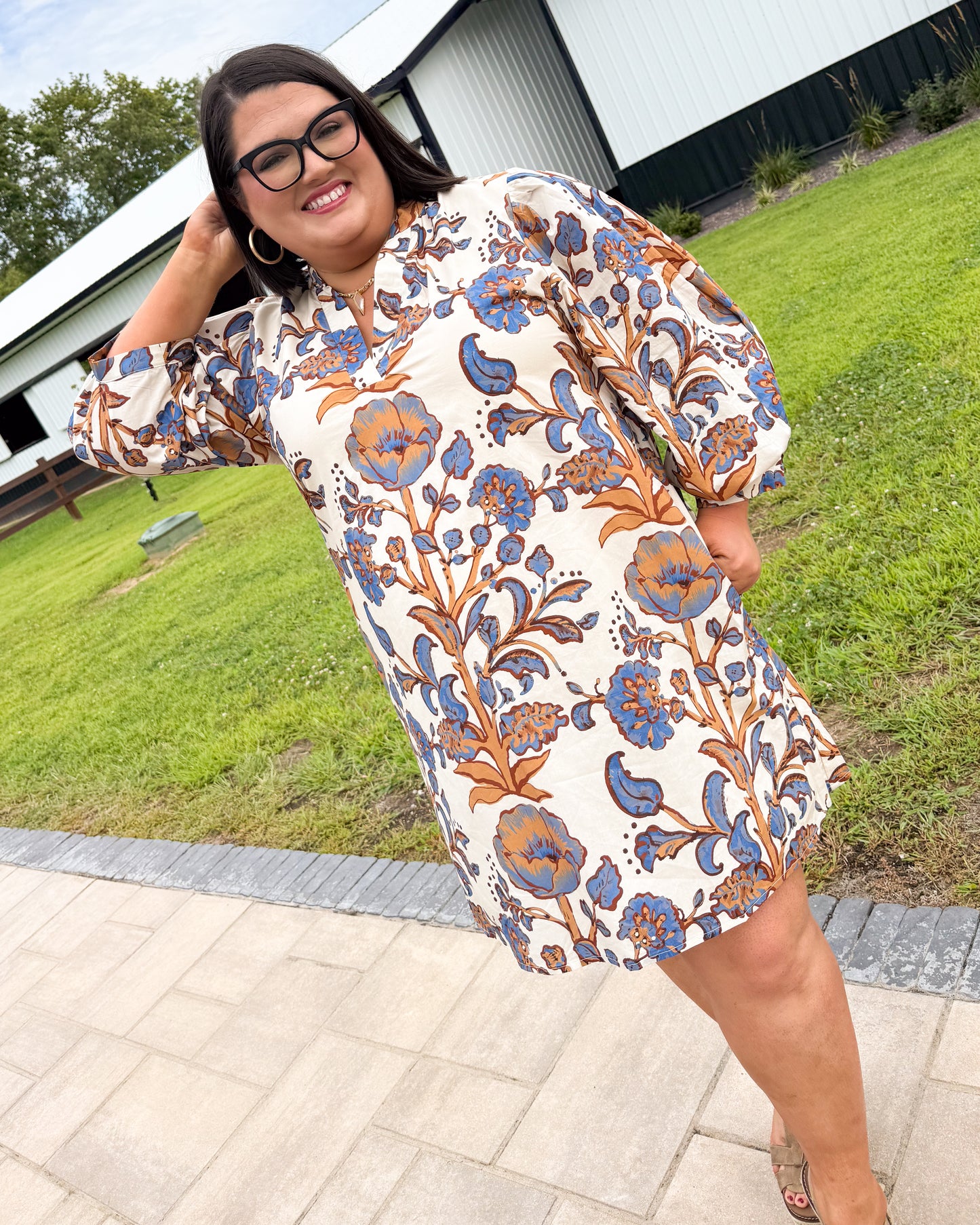 Heartsong Floral Mandarin Collar Dress