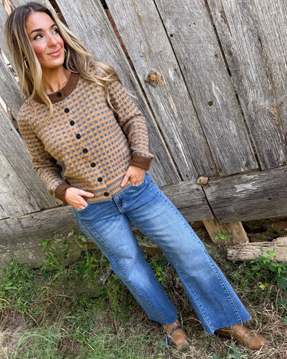 Check Please Mixed Pattern Sweater Cardigan
