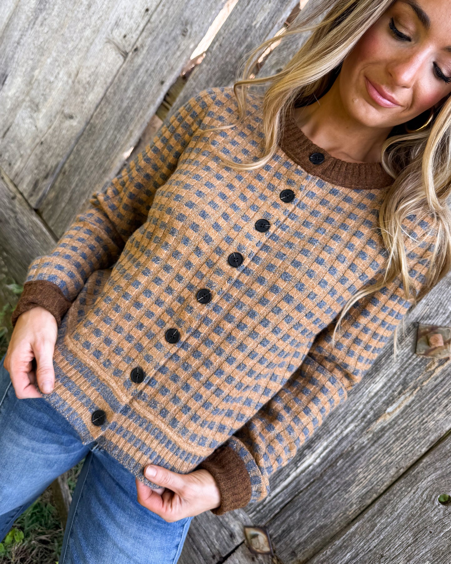 Check Please Mixed Pattern Sweater Cardigan