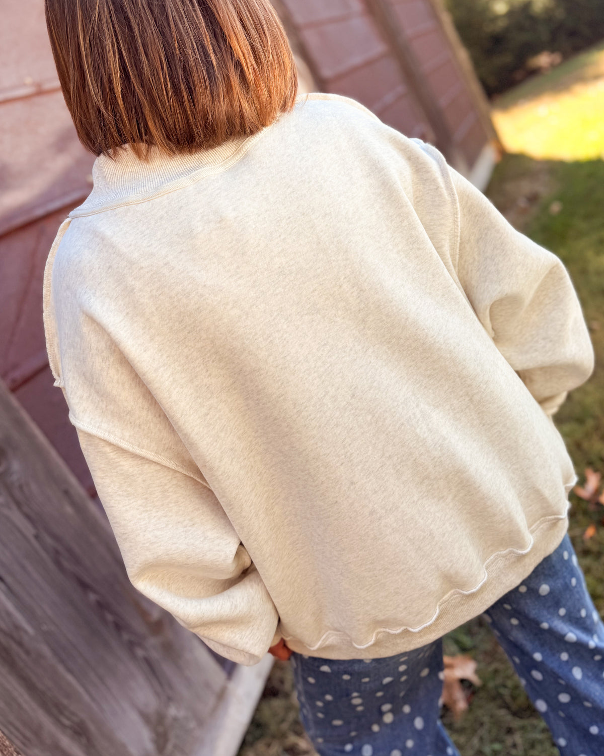 Merry Embroidered Mock Neck Graphic Sweatshirt