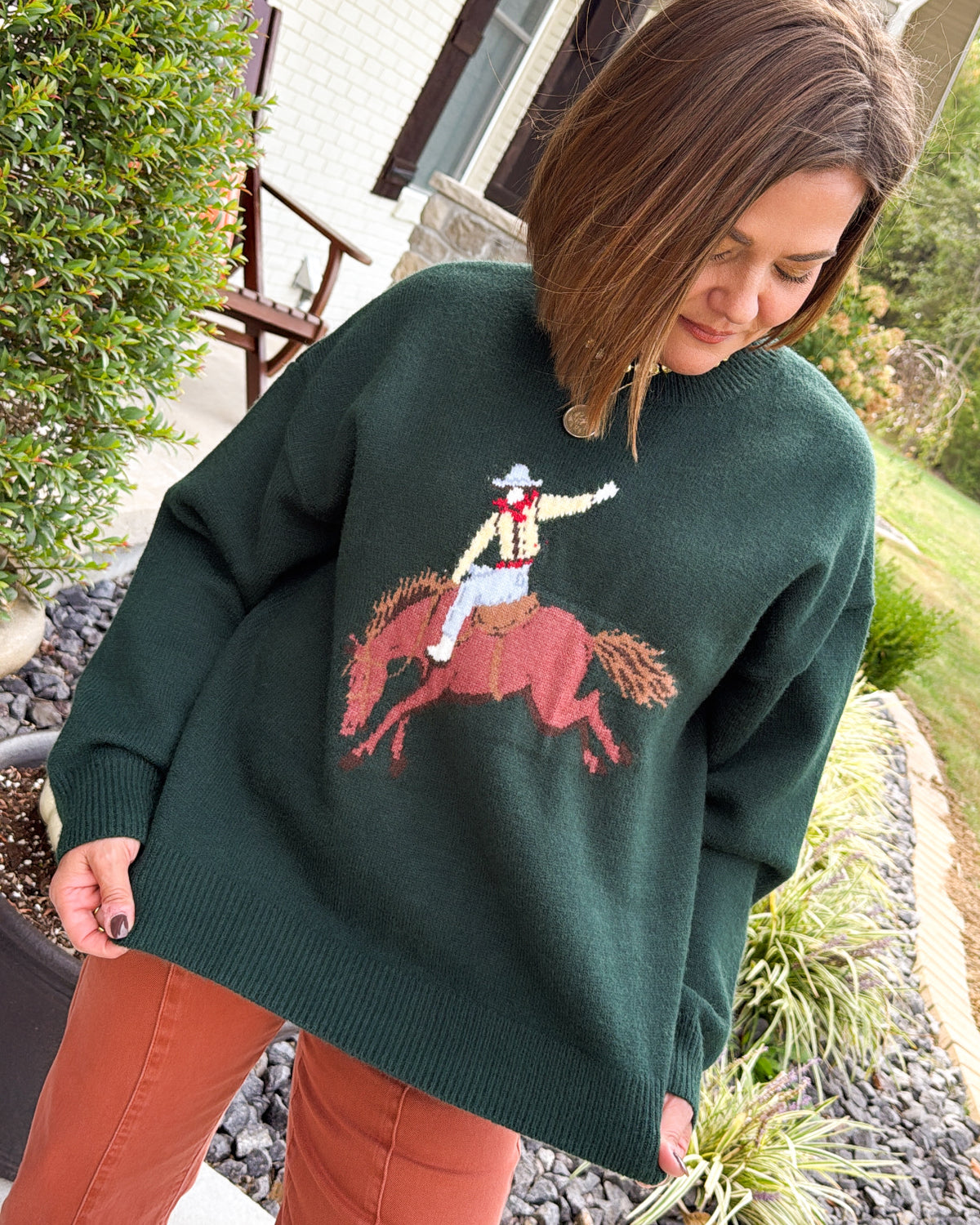 Hold Your Horses Cowboy Knit Graphic Sweater