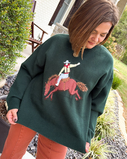 Hold Your Horses Cowboy Knit Graphic Sweater