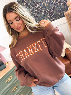 Thankful Embroidered Graphic Sweatshirt