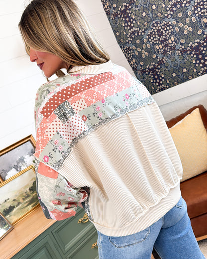 An Artful Mix Patchwork Drop Shoulder Top
