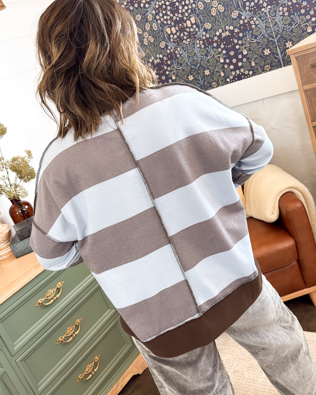 Seams Like A Dream Striped Exposed Seam Pullover
