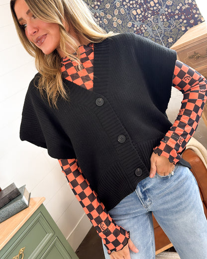 Pick Of The Patch Checkered Pumpkin Sheer Mesh Top