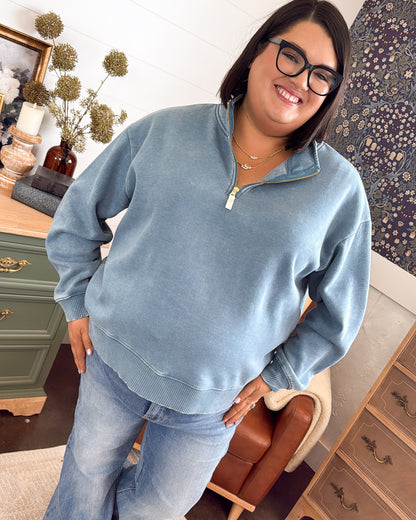 Favorite Throwback Washed Quarter Zip Sweatshirt