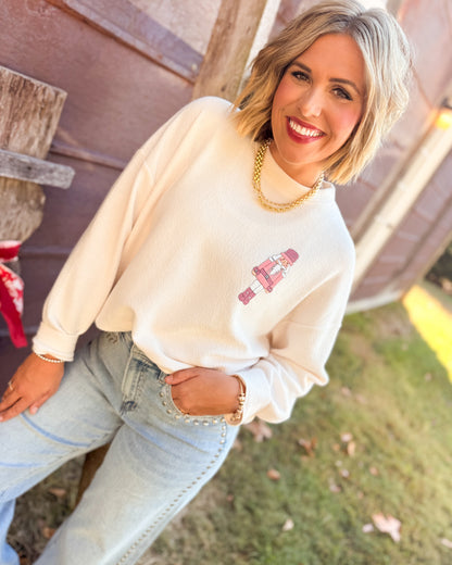 Nutcracker Cookie Textured Knit Graphic Top