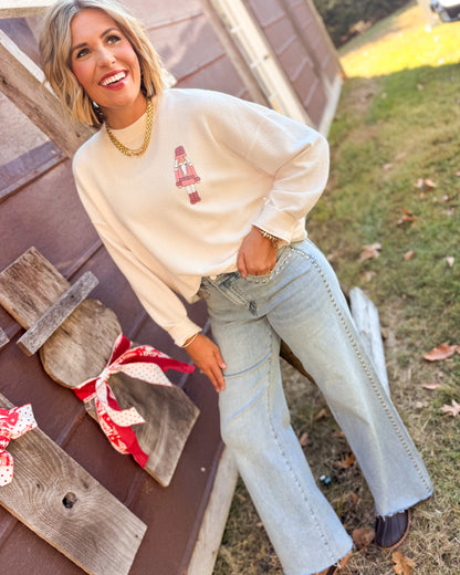 Nutcracker Cookie Textured Knit Graphic Top