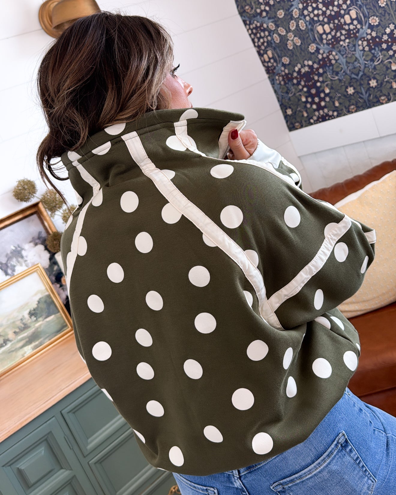 Sweet Spot Polka Dot Half Zip Pullover