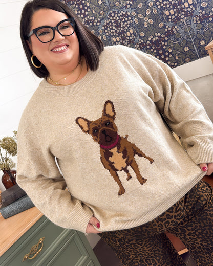 Mon Amour French Bulldog Knit Sweater