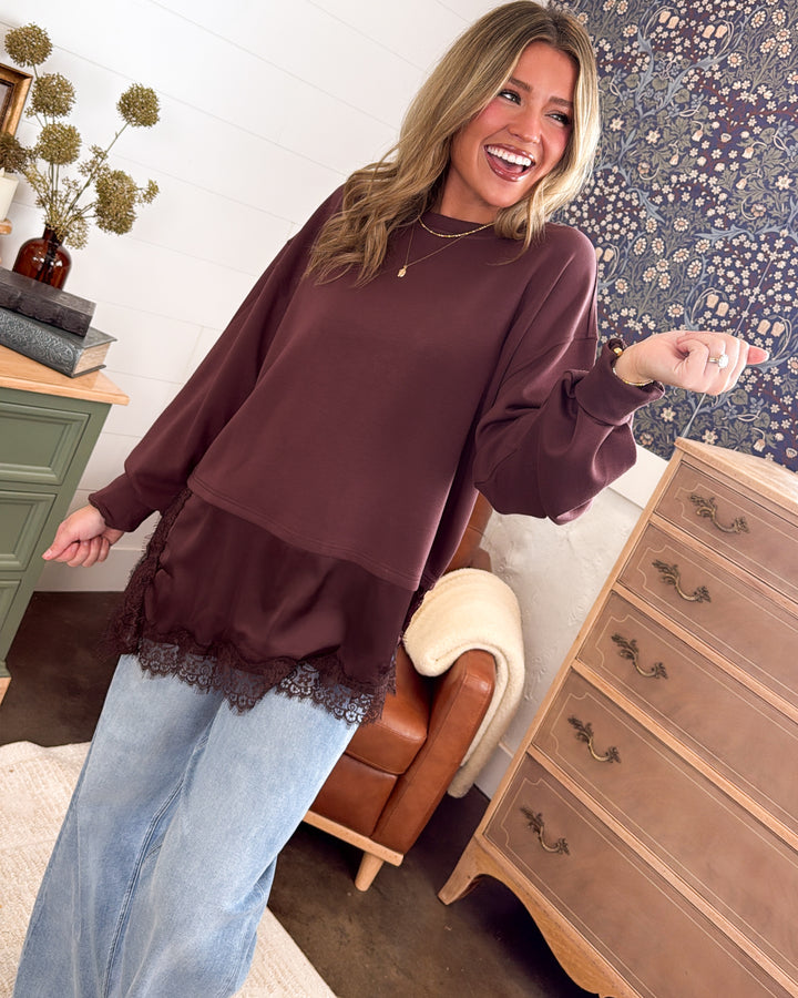 Creative Soul Lace Hem Layered Look Tunic