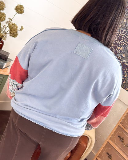 Beautifully Pieced Patchwork Sleeve Pullover