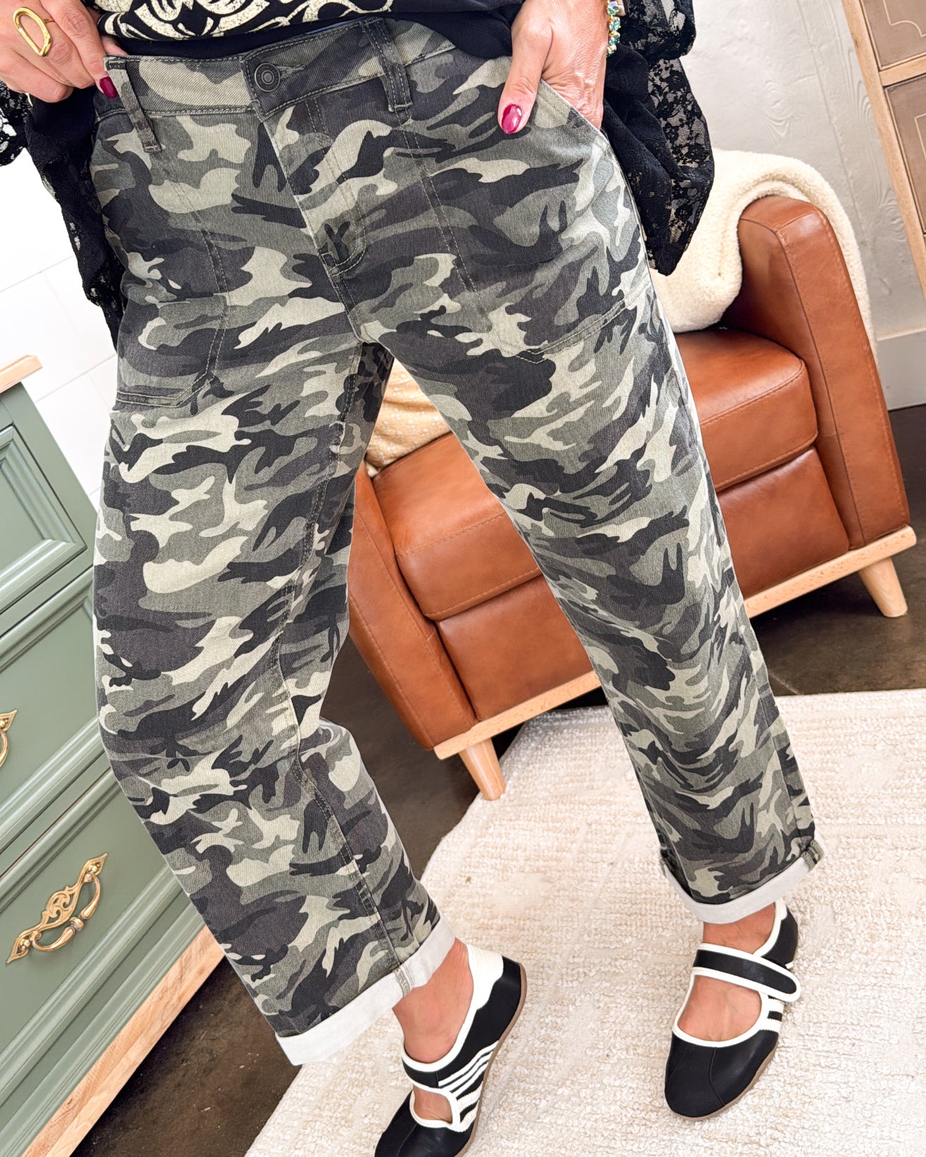 Mica Denim | Hudson Mid Rise Camo Crop Jeans