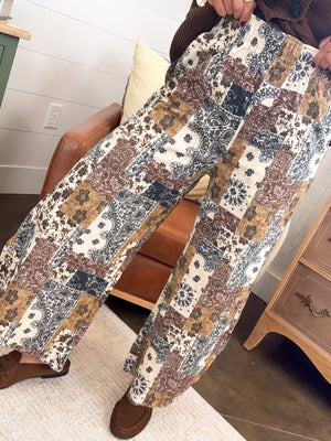 Work Of Art Patchwork Tulip Hem Wide Leg Denim Pants