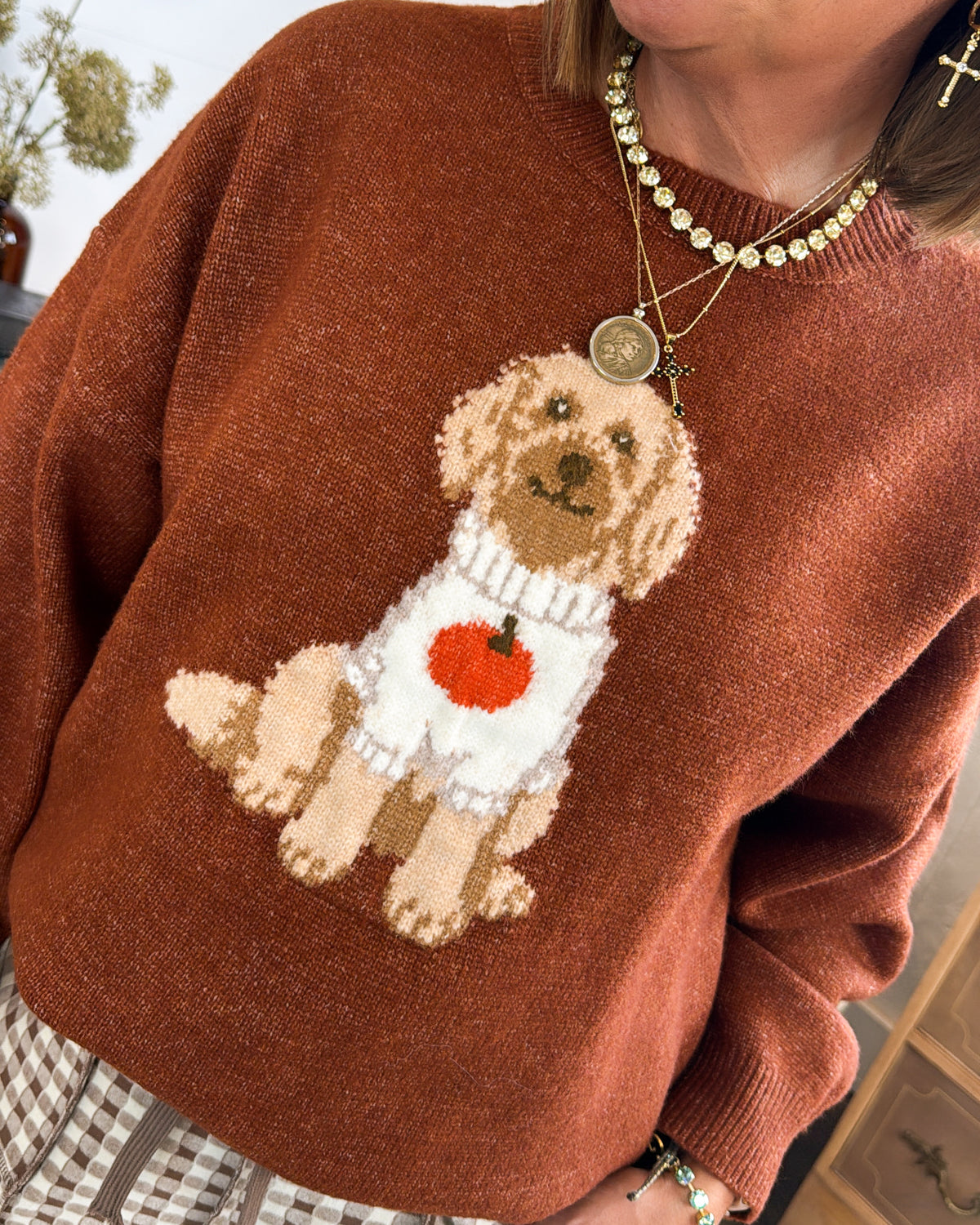 Pumpkin Spice Doodle Dog Knit Sweater