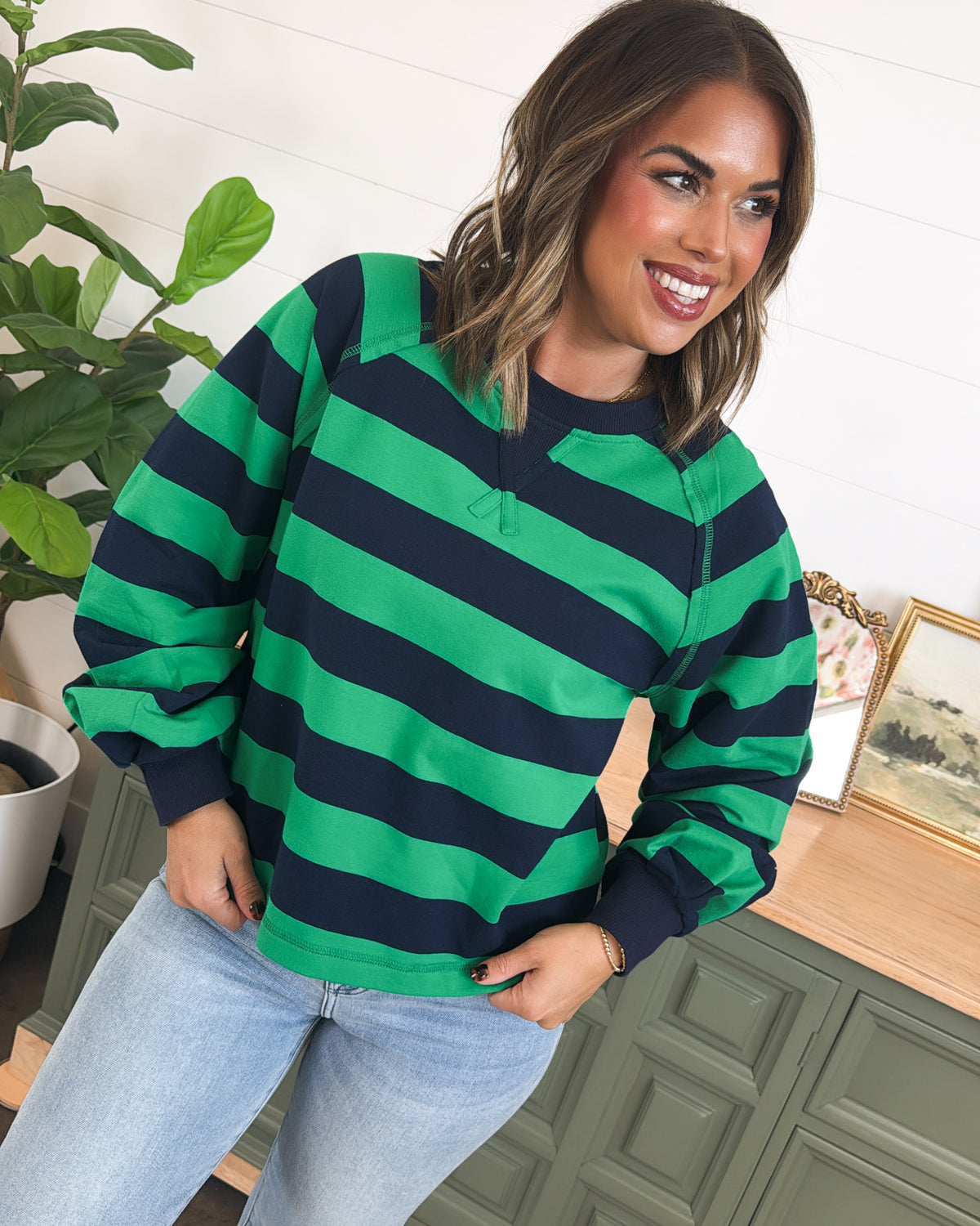 Nautical Mood Rugby Striped Raglan Top
