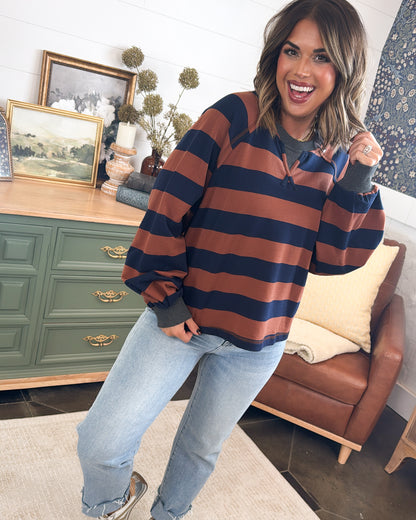 Nautical Mood Rugby Striped Raglan Top