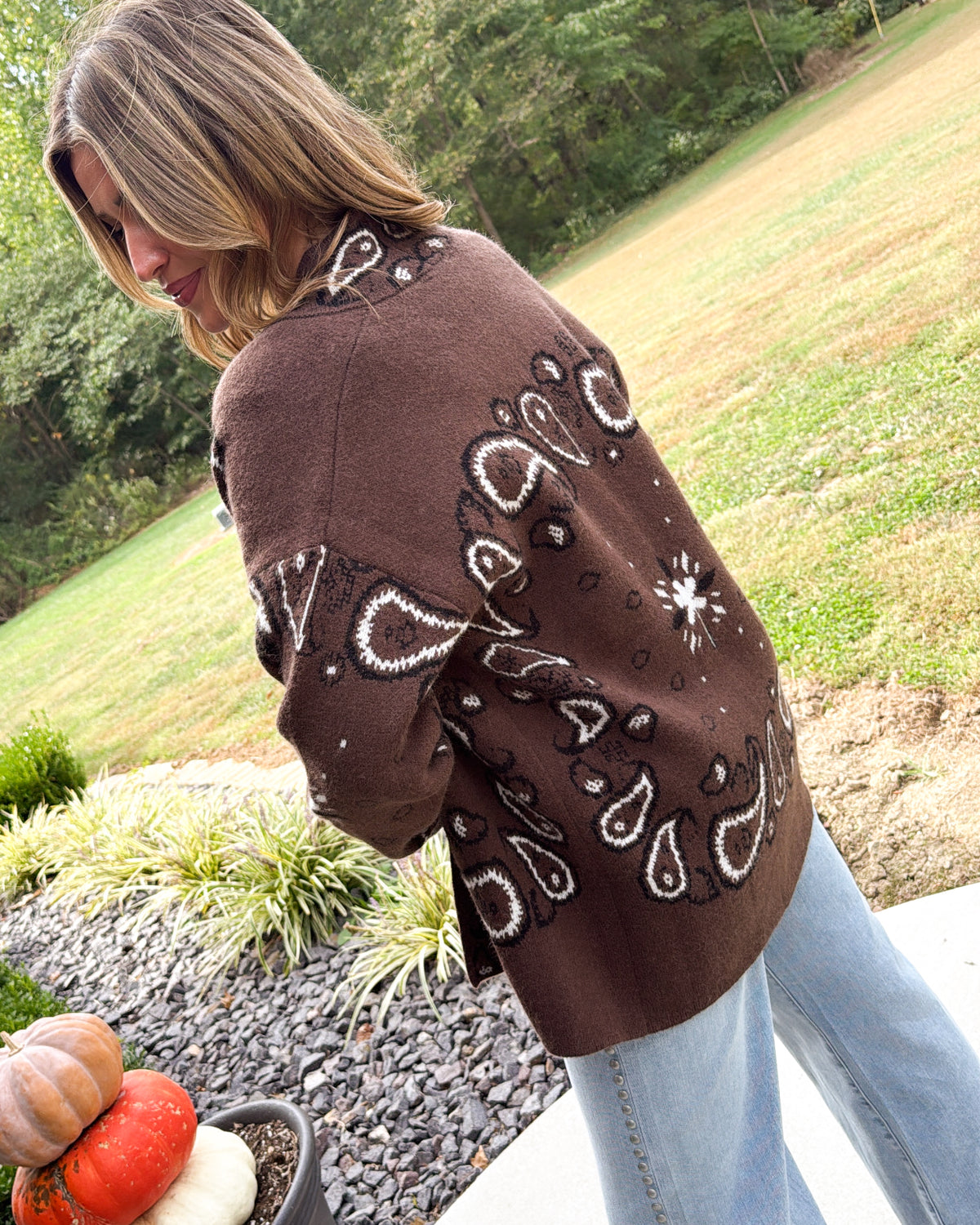 Gypsy Soul Paisley Open Front Sweater Cardigan