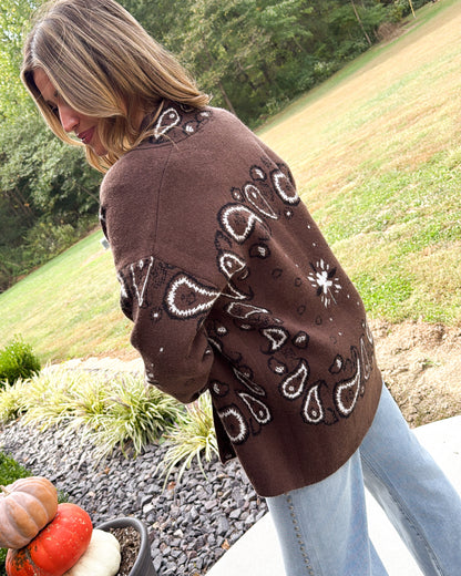 Gypsy Soul Paisley Open Front Sweater Cardigan