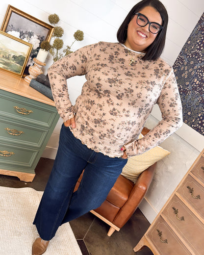 Yesterday's Garden Floral Ribbed Top