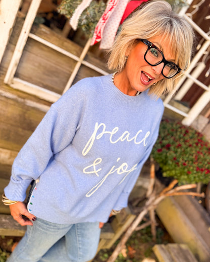 Peace & Joy Embroidered Contrast Detail Sweater