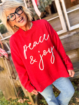 Peace & Joy Embroidered Contrast Detail Sweater