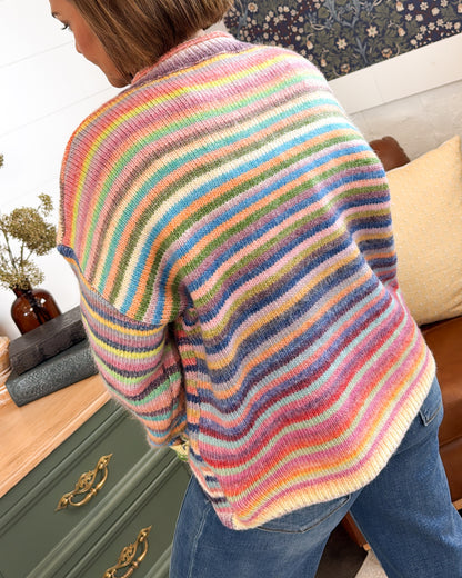 Living In Color Rainbow Striped Sweater Cardigan