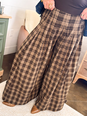 Oxford Days Plaid Low Waist Palazzo Pants
