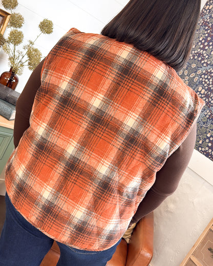 Fall Festival Plaid Quilted Puffer Vest