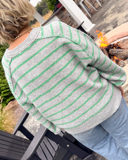 Crisp Mornings Striped Henley Sweater