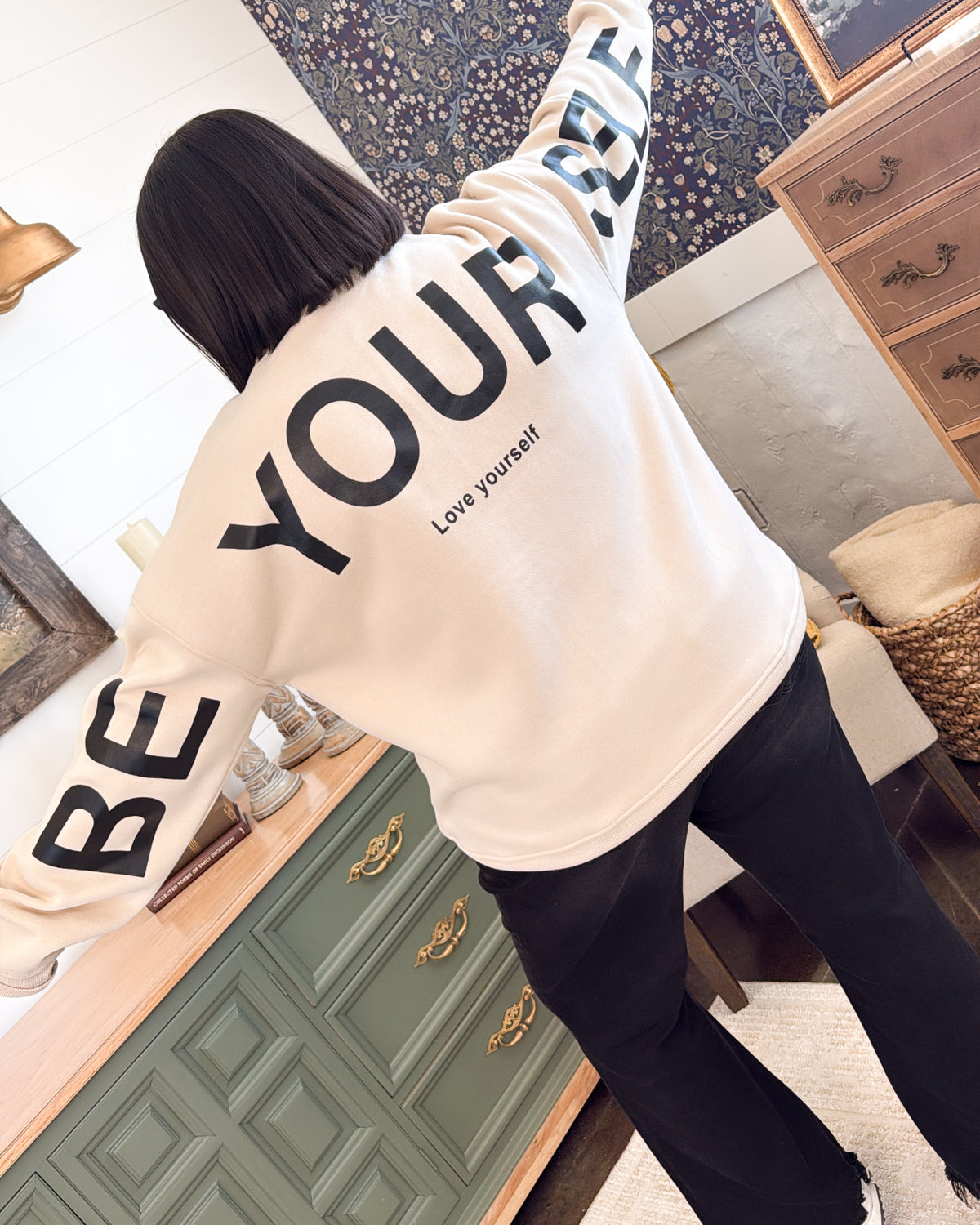 Be Yourself Oversized Graphic Sweatshirt