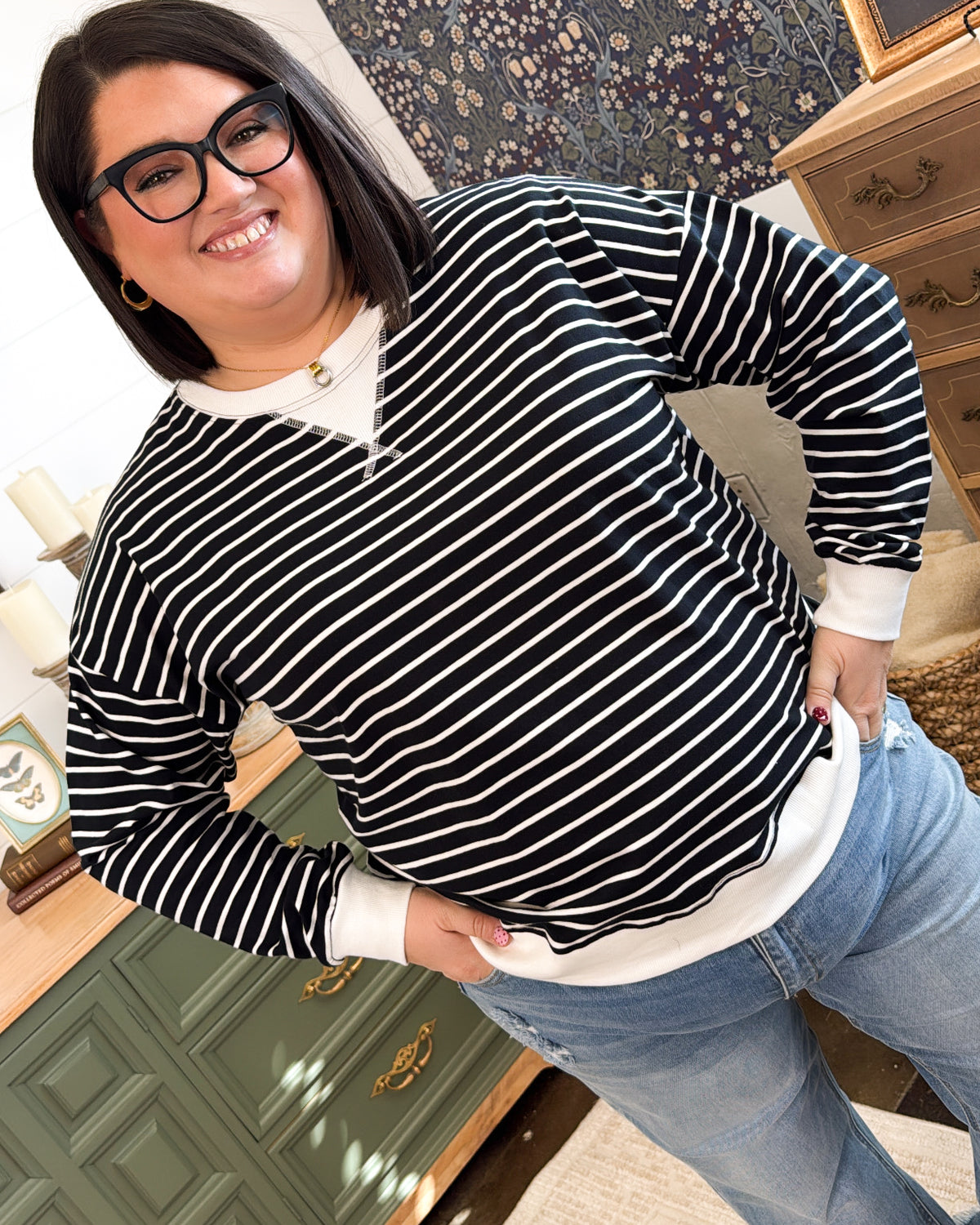 Good Harmony Striped Top Stitch Top