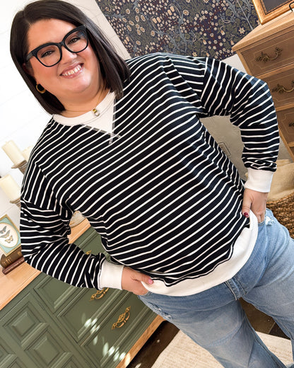Good Harmony Striped Top Stitch Top